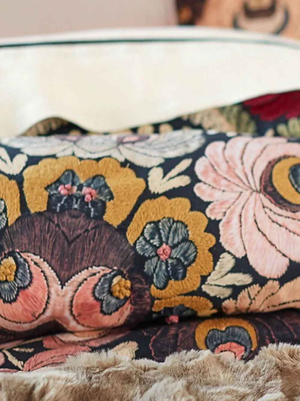 NEW! POTTERY BARN Helena Embroidered Floral Percale Duvet Cover FULL/QUEEN BOHO